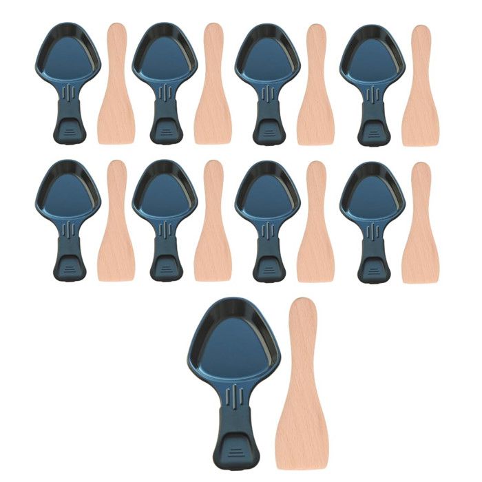 Lot de 9 coupelles à raclette et 9 pelles en bois pour Poêlon spatule raclette Raclette gril Wok AS306001 AS306003 TEFAL