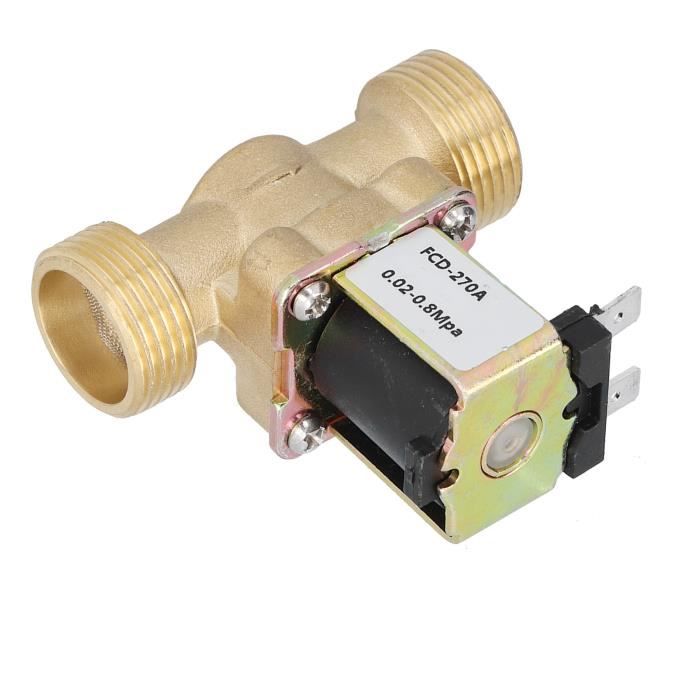 Électrovanne électrique 12V – 1/2 Pouce – Normalement Fermée – Laiton – Pour Contrôle D’eau – 0,02–0,8 MPa