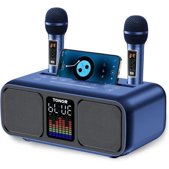 Microphone Bluetooth Haut Parleur Intégré Micro Karaoké Live iOS Android  Bleu YONIS au meilleur prix