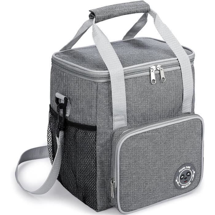 LAIJUHM 10L Sac Isotherme Repas Homme Femme, Petite Glaciere Souple  Isotherme Pliable Lunch Bag Sac Repas, Déjeuner, Bureau, école, Pique  Nique, Plage, Voyage, Gris : : Cuisine et Maison