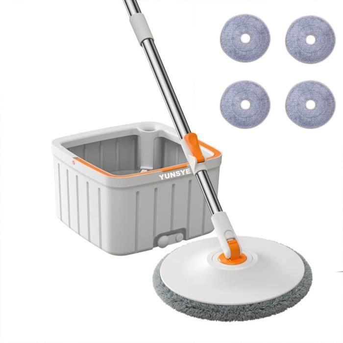 Lavage Et Séchage Intégré Balai Serpillère Avec Seau Pliable - Rotation 360°, Presse Intégrée, 2 Tampons Microfibre Balai Vileda