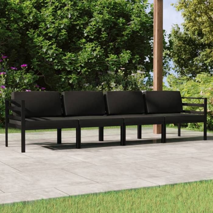 vidaXL Salon de Jardin 4 pcs avec Coussins Mobilier de Patio Ensemble de Meubles de Terrasse Mobilier dExtérieur Aluminium 3107777