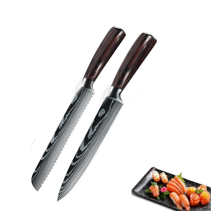 Couteau Nakiri de 7 '' couteau de chef de cuisine outil de tranchage de  viande en acier inoxydable allemand - Cdiscount Maison