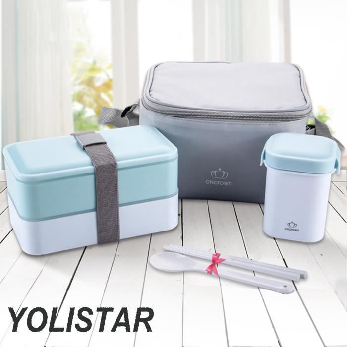 Lunch Box, Ensemble de boîte à lunch double couche avec sacs isolants,  Micro-Ondes Lave-Vaisselle 1200ML - Cdiscount Maison