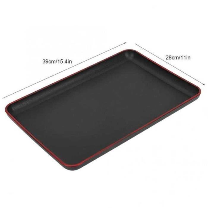 Plateau Rectangulaire Plastique Style Japonais Noir 39x28cm - Service Robuste Et Élégant