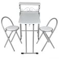 3pcs table de salle à manger maison pliante chaises ensemble de salle à cuisine avec étagère de rangement-1