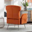 Fauteuil - 53x50x93cm - Fauteuil Canapé Simple - Coussin d'Assise Confort avec Dossier Haut - Pieds Dorés - Velours Orange-1