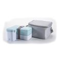 Lunch Box, Ensemble de boîte à lunch double couche avec sacs isolants, Micro-Ondes Lave-Vaisselle 1200ML-1