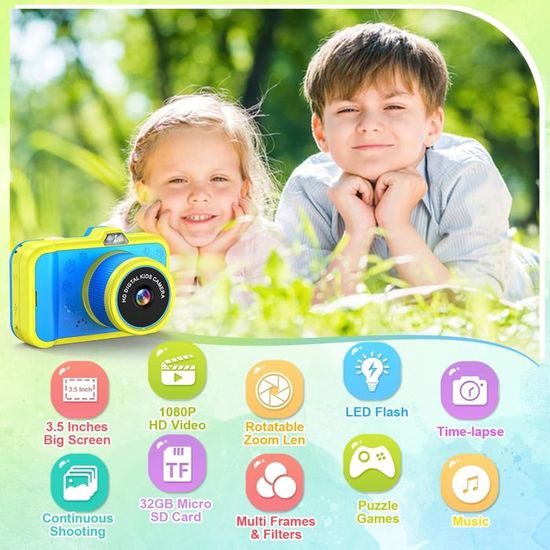 Appareil photo instantané Gofunly Enfant |0 Grand Écran Vert Cadeau Jouet Filles Garçons Appareil photo instantané Gofunly Enfant |0 Grand Écran Vert Cadeau Jouet Filles Garçons