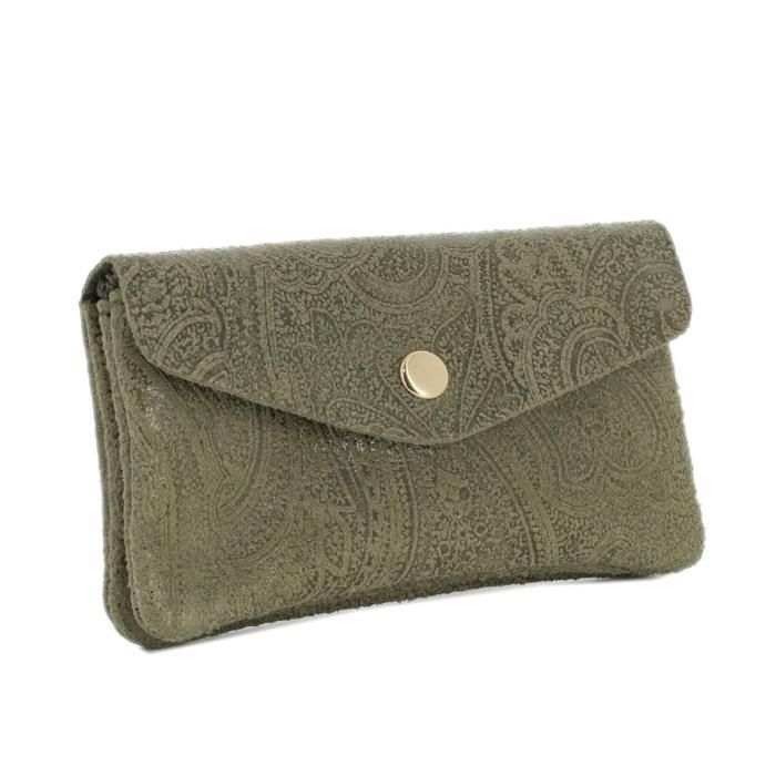 Porte-monnaie En Cuir Suède Double Tree - Format Compact 11x8x2 Cm, Rabat Avec Bouton, Léger Et Pratique