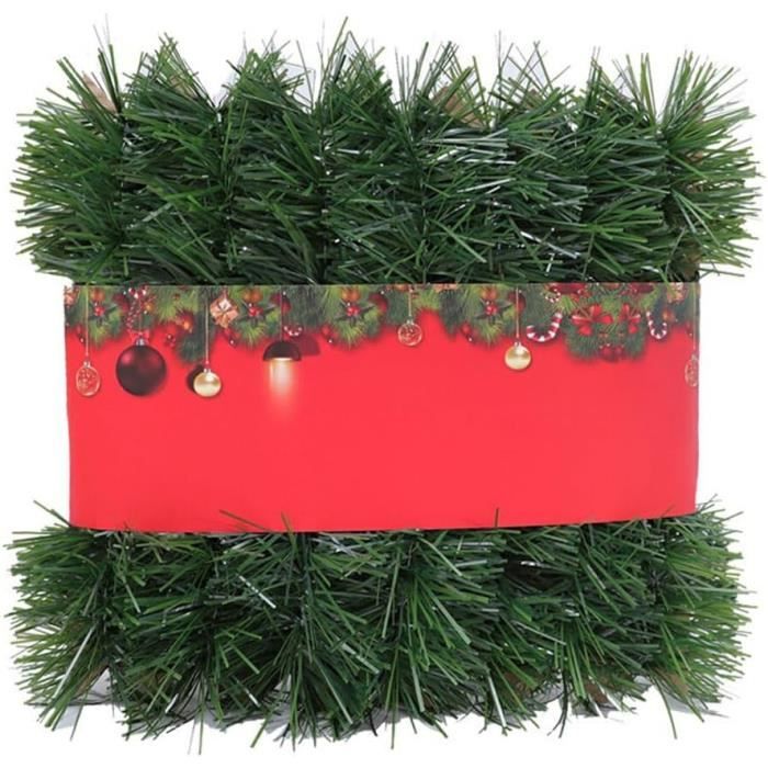 Guirlande De Noël Artificielle UISEBRT 12m Avec 36 Nœuds Rouges - Décoration Sapin Réaliste Verte Pour Intérieur Extérieur