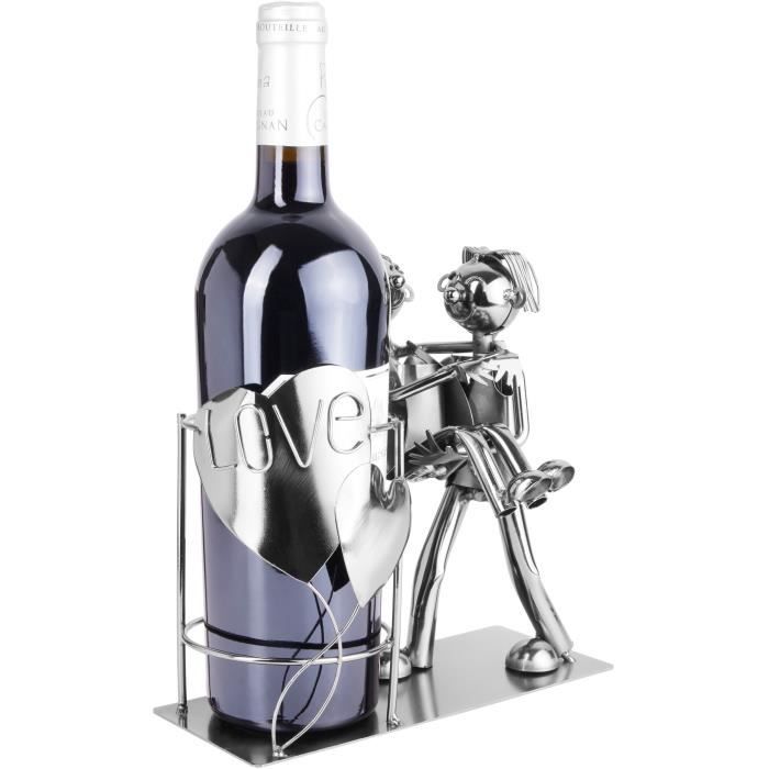 BRUBAKER Porte-Bouteille De Vin 'Couple En Avion' - Sculpture Métal Décorative Élégante, Idée Cadeau Parfaite Pour Amateurs De Vin