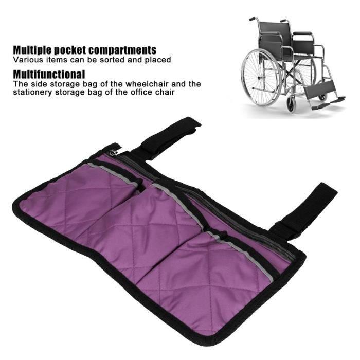 Sac Latéral Pour Chaise De Camping - Avec Bandes Réfléchissantes - Fixation Par Sangles - Noir/bleu/rouge/violet/gris - 32.5x18 Cm