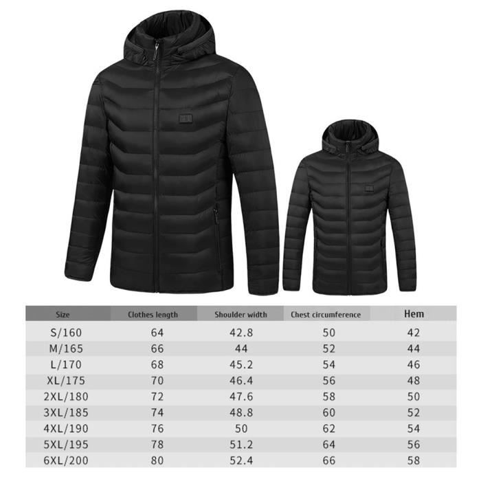 couleur Noir taille XL Veste chauffante 9 Places pour femme, manteau  d'hiver, USB Intelligent, chauffage électrique, vêtements chauds  thermiques, gilet chauffant d'hiver