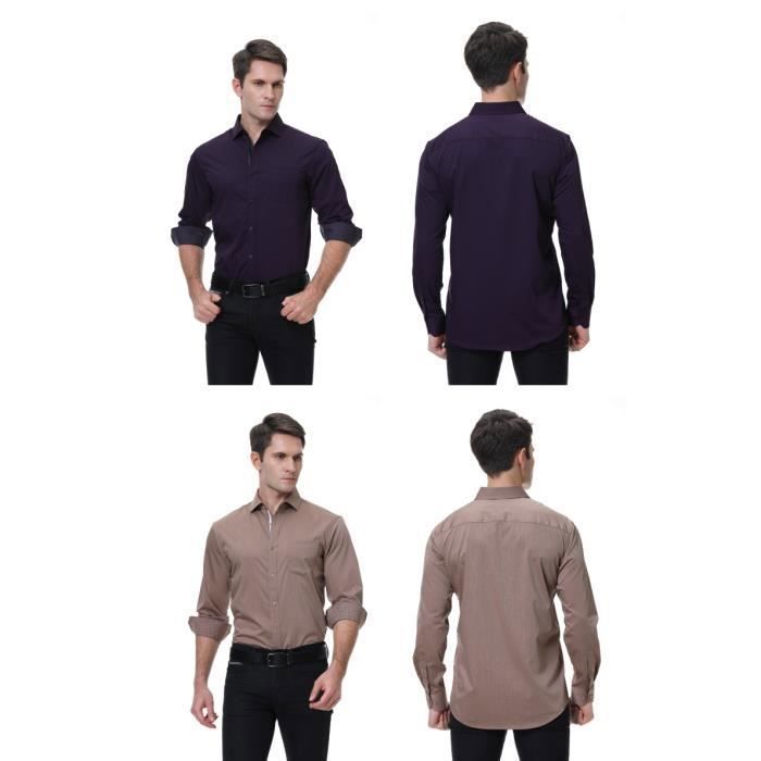 Chemise Homme Infroissable Manches Longues - Coton Extensible - Coupe Ajustée - Voyage, Bureau - Blanc