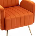 Fauteuil - 53x50x93cm - Fauteuil Canapé Simple - Coussin d'Assise Confort avec Dossier Haut - Pieds Dorés - Velours Orange-2