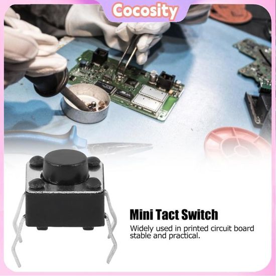 100 Interrupteurs Tactiles Momentanés 6x6x7 Mm - Pour Circuits Imprimés, Boutons Poussoirs Miniatures (DC12V 50mA)