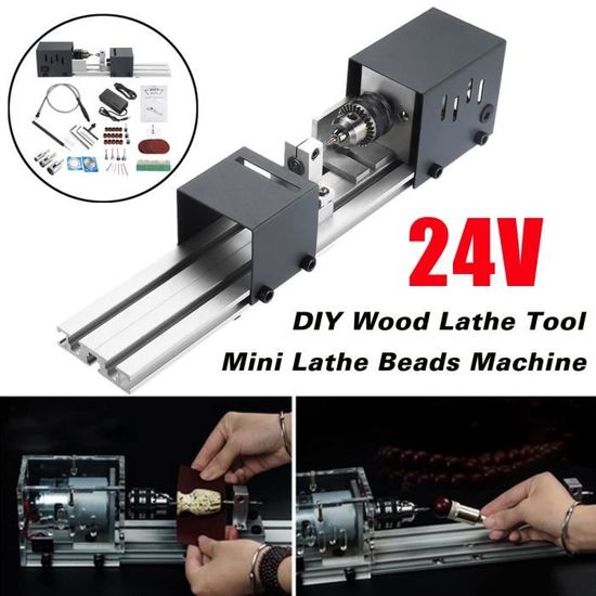 DC24V 96W 0.6-6mm Mini Rotatif Tour à bois Machine DIY Polissage Coupe Gravure