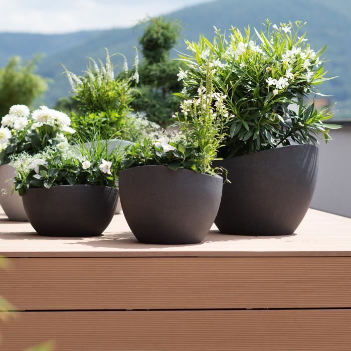 SIB Jardinière Noir 50x50x50 Cm Bois De Pin Massif - AKO - Jardin