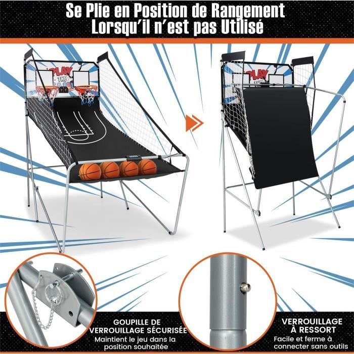 Panier de basket - LZQ - Réglable 156-208 cm - Avec roulettes - Inclus : ballon et pompe - Sport