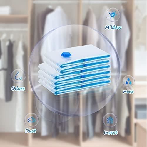 Newaner 6 Sacs Sous Vide Avec Pompe Manuelle - Compression 80% Gain De Place Pour Vêtements, Couettes Et Voyage