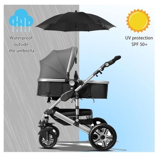 Pare-Soleil Poussette Universel FUIPVGI - Anti-UV, Tissu Lycra, 92x49cm - Noir - Pour Landau Et Poussette