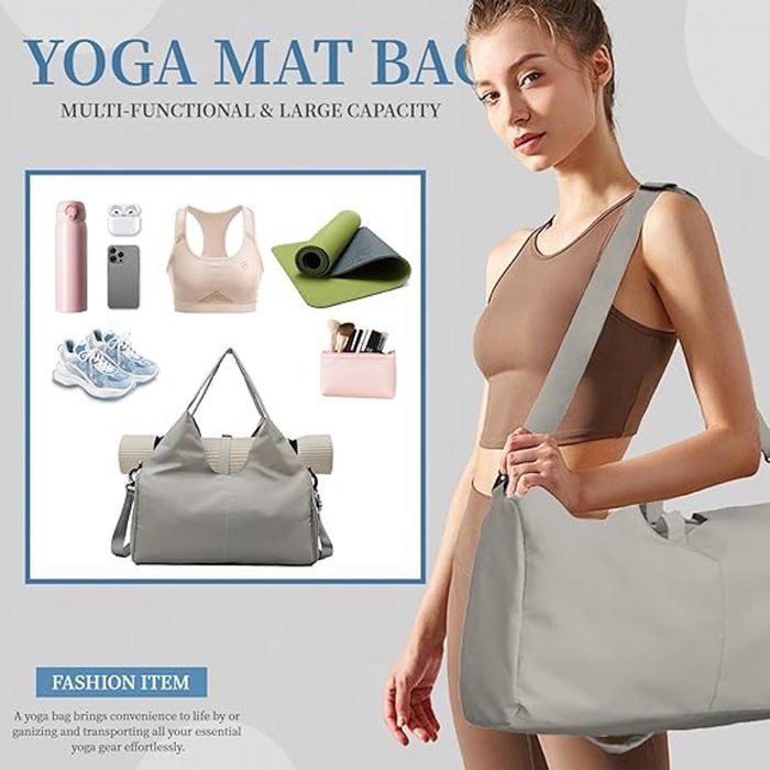 Sac De Yoga Gaiam Gris - Bandes Incluses - Sac Fourre-tout Voyage Gym 7 Poches
