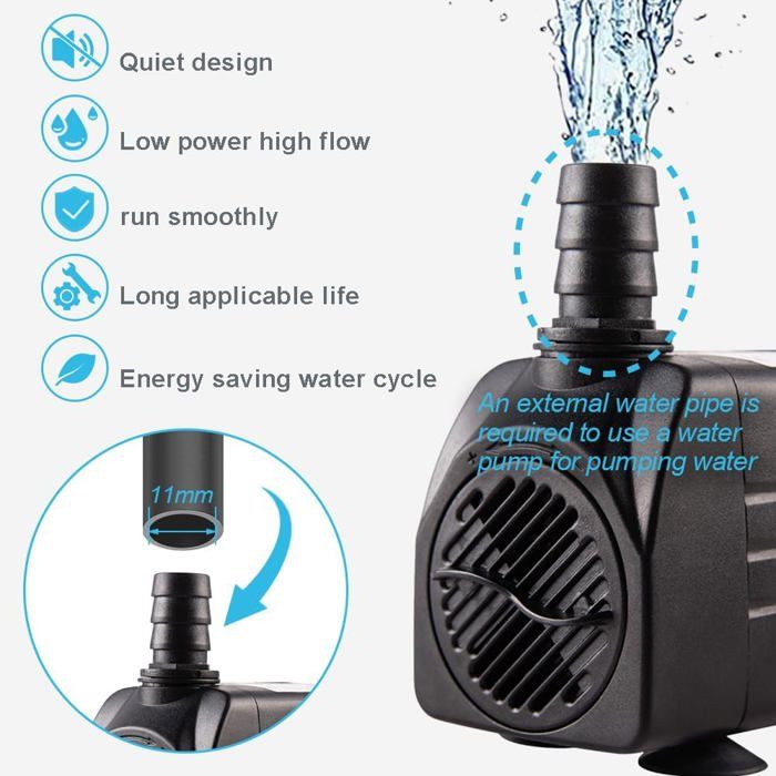 Pompe Submersible 15W 1000 L/H – Yawank, Avec 12 LEDs Colorées Pour Fontaine