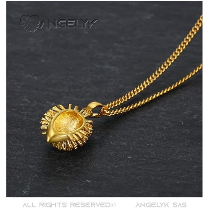 Pendentif Hérisson Niglo Gitan - Collier Acier Inoxydable Plaqué Or 45cm - BOBIJOO