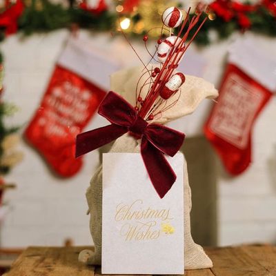 10 Nœuds Ruban Noël En Velours - Arcs Décoratifs 13x25 Cm - Pour Sapin, Emballage Cadeaux, Guirlande - Avec Attache - Couleur Beige