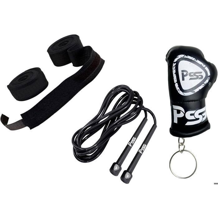 Kit Boxe Enfant 6 Pièces PSS | Short + Débardeur + Gants 4 Oz + 2 Pattes D'Ours + Bandages + Corde à Sauter | Multisport Boxe Anglaise, Muay Thai, Kickboxing | Vert Commando