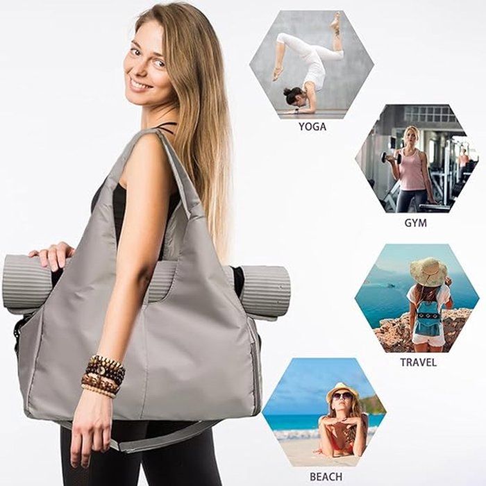 Sac Sport Yoga Femme Vert, Grande Capacité Compartiment Chaussures, Pour Gym Voyage Plage - Sport