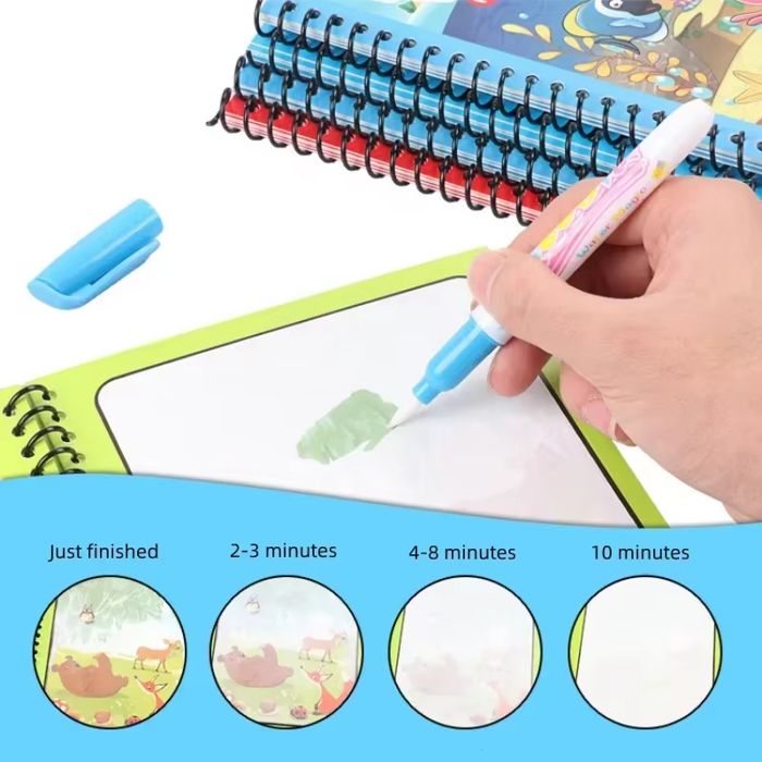 LEADSTAR Livre De Coloriage Aquarelle Dinosaures – 20 Pages, 7 Peintures + 2 Pinceaux – Dès 3 Ans – Format 28×21,2 Cm