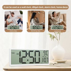 Sukeen Grande horloge murale numérique avec télécommande, grand écran