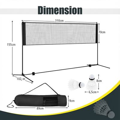 Filet badminton 5 m réglable noir durable