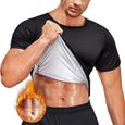 Junlan Veste de Sudation Homme Body Gainant Amincissant T-Shirt Sport en Sauna Néoprène Manches Courtes-0