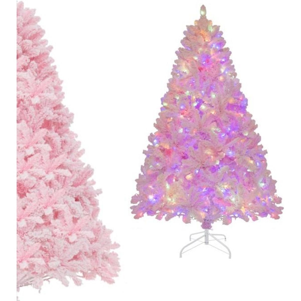 COSTWAY Sapin de Noël Artificiel Floqué 185 cm 350 Lumières LED de 4