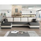 BESTMOBILIER Valos - canapé panoramique en U - 7 places - convertible avec coffre - en velours - Gris / Blanc