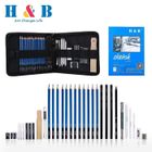 CHANGM H&B Sketch Pencils Set Kit de dessin d'artistes dans un étui à fermeture à glissière avec un tampon à croquis, (33Piece )