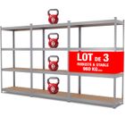 Triple étagère établi charges lourdes 150 x 30 x 210 - EURO VANADIUM - 12 plateaux - 960 kg max