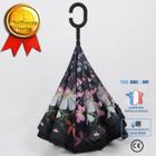 LUNAVO TD® C Parapluie Automatique Pliant Inversé Imprimé Anti Vent Soleil UV Parasol Main Libre Dia. 98cm Cadeau Noël Démon des Fleurs