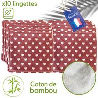 x10 Coton de bambou Ultra Doux Lingette écologique Lavable sain, Tampon Démaquillant Fibre de Bambou coeurs En Coton Made in France