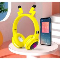 Bluetooth Casque sans Fil Écouteurs LED Casque Audio Enfant Adulte Bandeau réglable pour Système Apple, Android,WP, Jaune