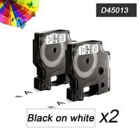 2x Cassette de ruban à étiqueter avec Dymo 45013 D1 en noir sur blanc 12mm x 7m pour LabelManager LabelPoint