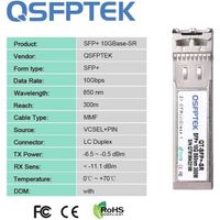 QSFPTEK 4Pack 10GBASE-SR SFP+ Transceiver LC Mini-GBIC Multimode 850nm,300M,DDM 10G SFP+ Module