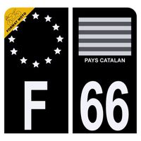 Autocollant Sticker Plaque d’immatriculation Moto 66 Drapeau Catalan Noir 66