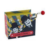 Thème de Laurel et Hardy - Boîte à musique à manivelle en carton en forme de livre avec mécanisme musical de 18 notes