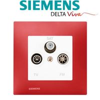 Siemens - Prise TV FM SAT Blanc Delta Viva + Plaque Rouge