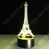 TD® Lampe optique poser décoratif tactile 7 couleurs illusion optique modèle tour Eiffel - faible consommation câble USB 3 piles