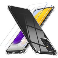 Coque Samsung Galaxy A71 + 2 Verres Trempés Protection écran 9H Anti-Rayures Housse Silicone Antichoc Transparent